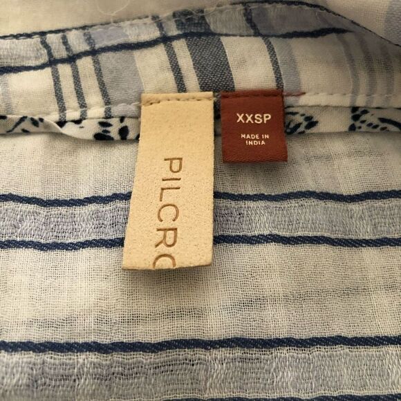 Anthropologie Pilcro & the Letterpress Blue & White Pld Tunic Top Boho, Coastal - Picture 8 of 16